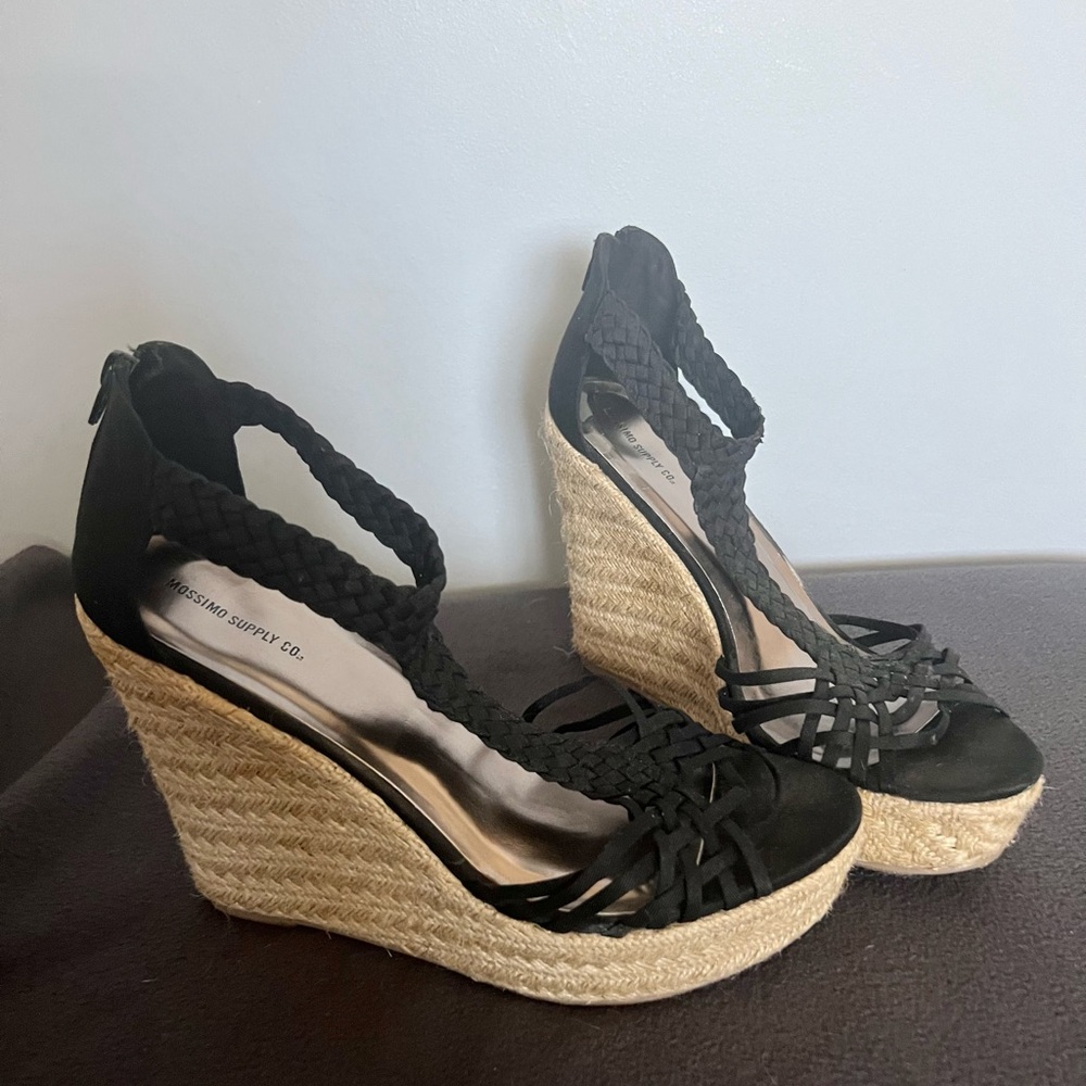 Black Wedge Sandals